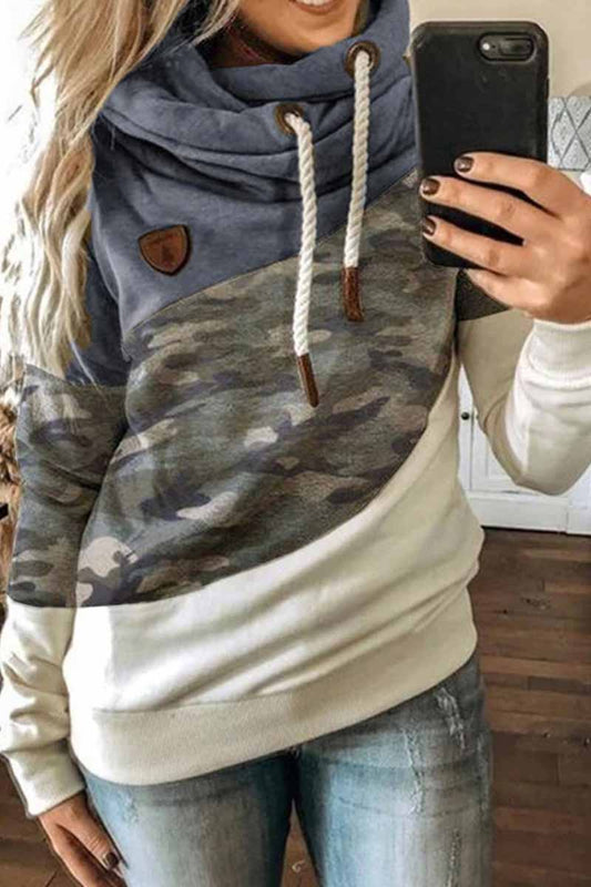 Sudadera con capucha y empalme suelto (4 colores)