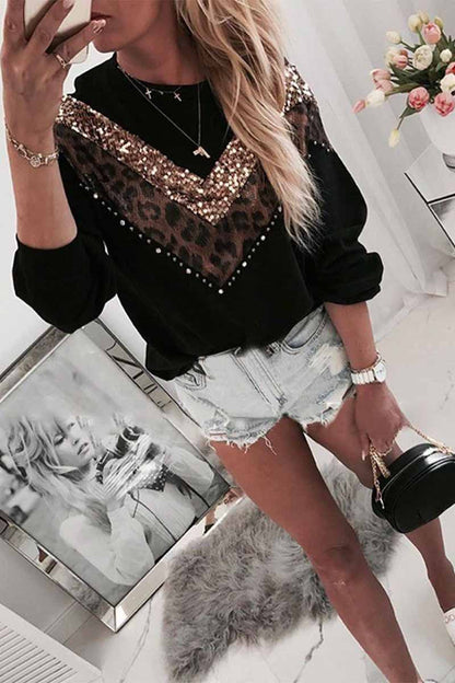 Sudadera con costuras de leopardo