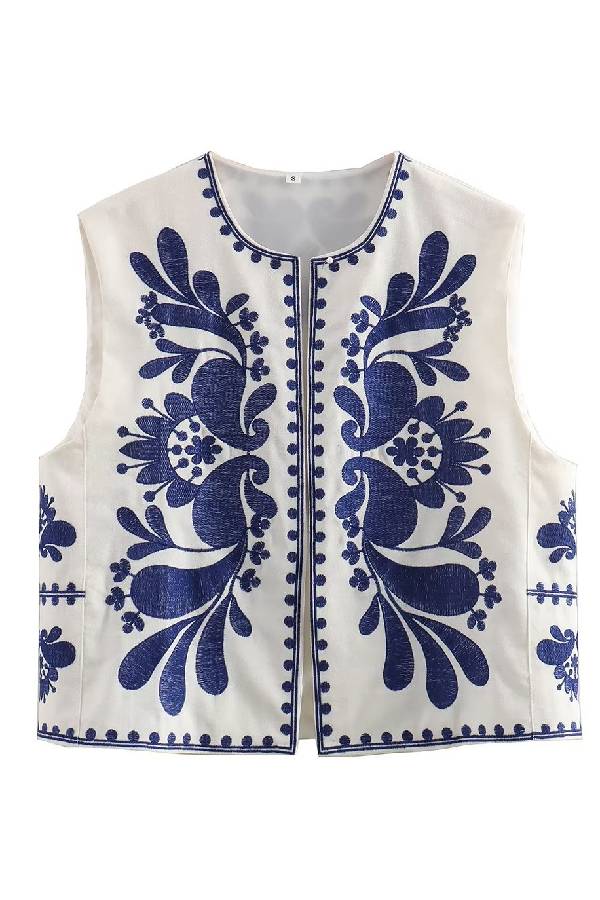 Chaqueta bordada sin mangas 