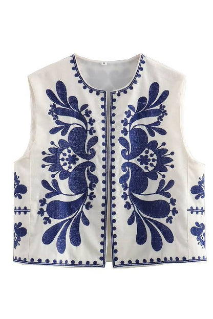 Chaqueta bordada sin mangas 