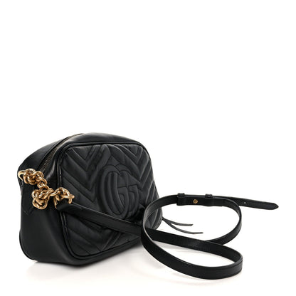 Calfskin Matelasse Small GG Marmont Chain Shoulder Bag Black