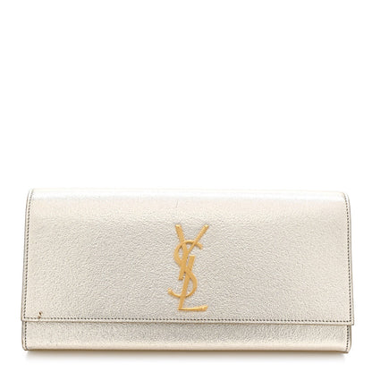 Metallic Textured Calfskin Classic Monogram Cassandre Clutch Pale Gold