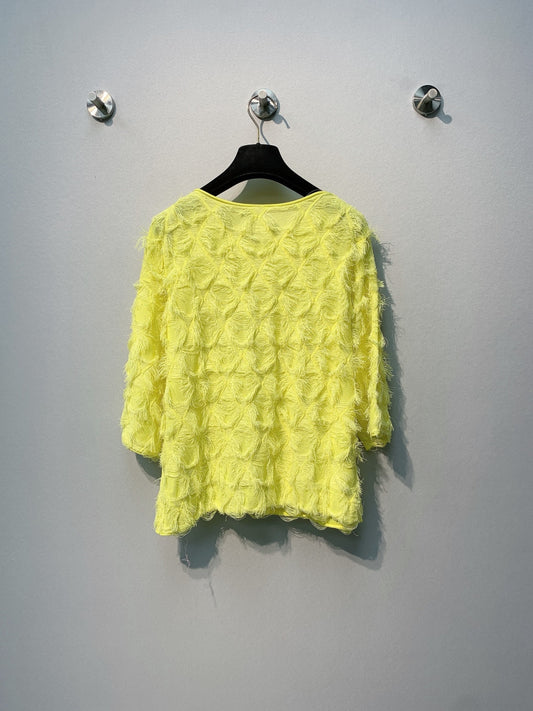 CC SS26 Feather-Trimmed Chiffon Top Neon Chiffon 350965