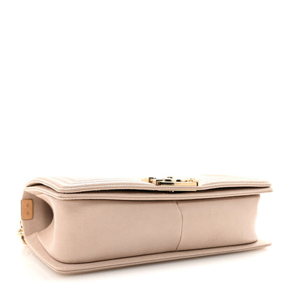 Caviar Quilted Medium Boy Flap Beige