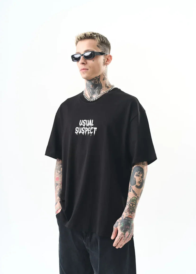 T-shirt oversize Hallstarz « Usual Suspects » Mickey Mouse – imprimé cartoon dos