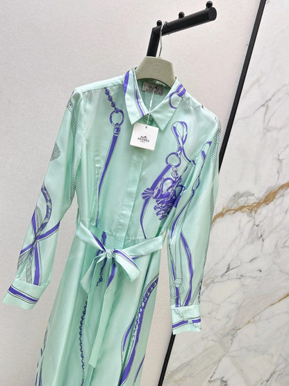 HERMES 25S LONG SILK DRESS 022