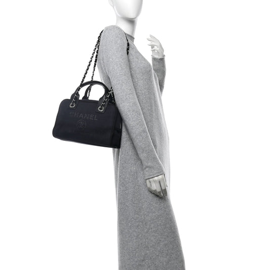 Mixed Fibers Small Deauville Bowling Bag Navy Blue