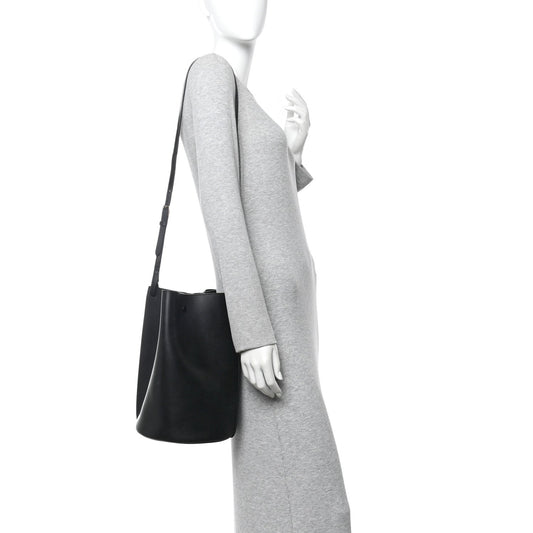 Smooth Calfskin Medium Pinched Bag Black