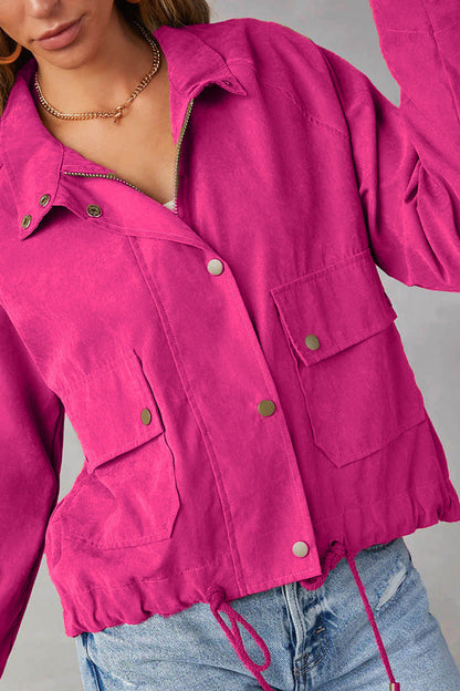 Chaqueta midi de dos bolsillos con múltiples botones y solapa de cuadros cepillados