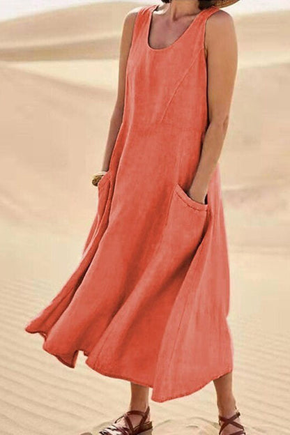 Vestido de algodón sin mangas para mujer 