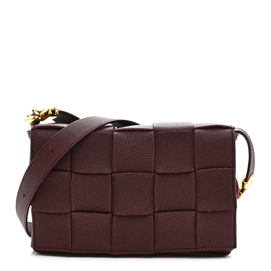 Grained Calfskin Maxi Intrecciato Cassette Crossbody Bag Bordeaux