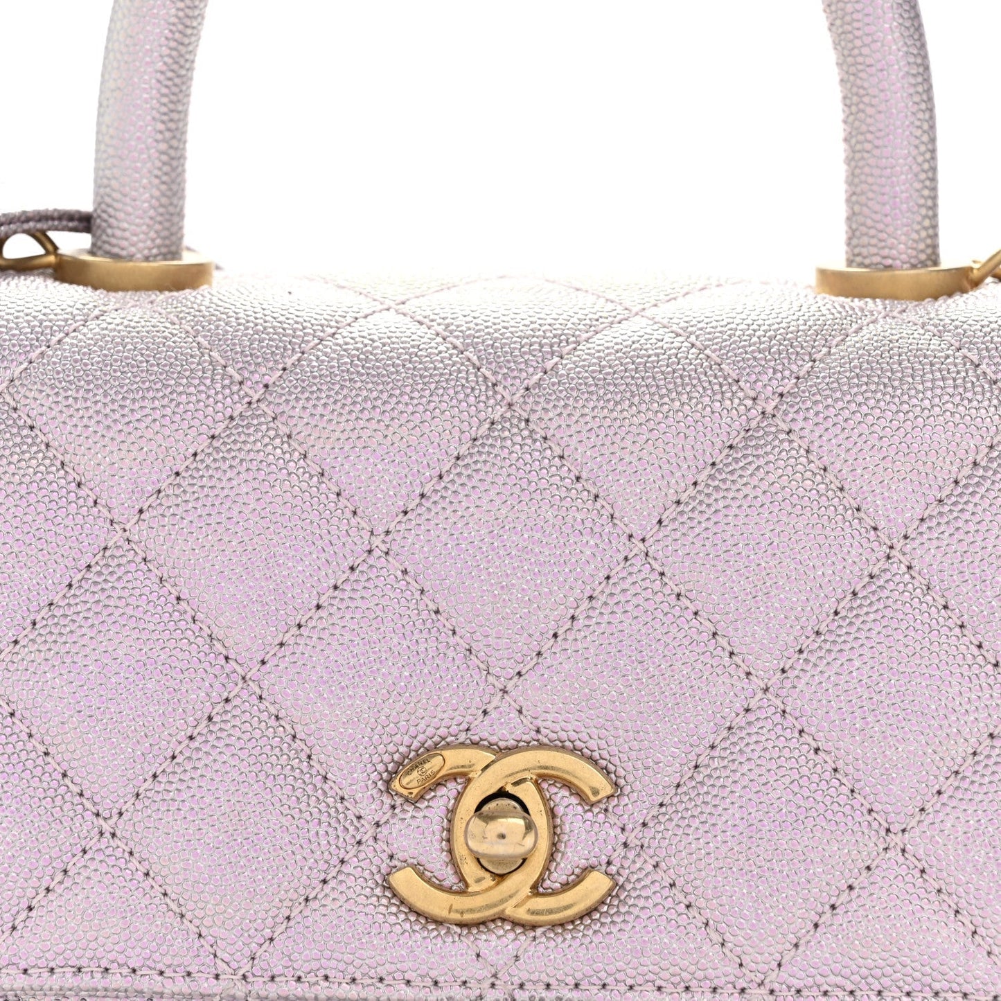 Metallic Caviar Quilted Mini Coco Handle Flap Light Pink