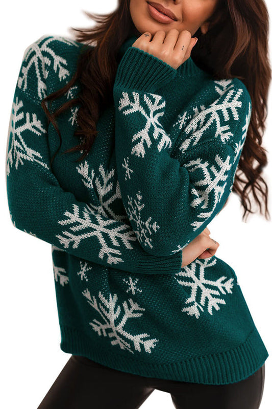 Suéter de punto con cuello alto y estampado navideño