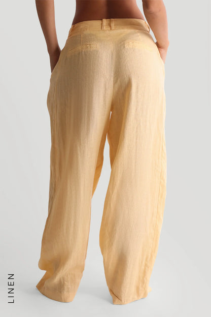 Sheveta The Ivy Wide-Leg Linen Trousers - Mango Creme