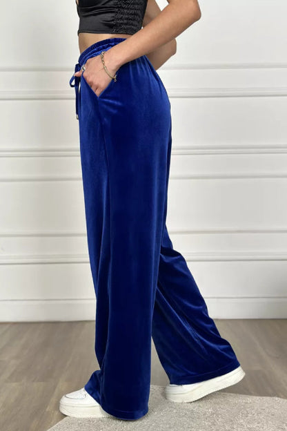 Pantalones anchos de terciopelo dorado Pantalones rectos de terciopelo
