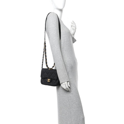 Lambskin Quilted Small CC Links Flap Black