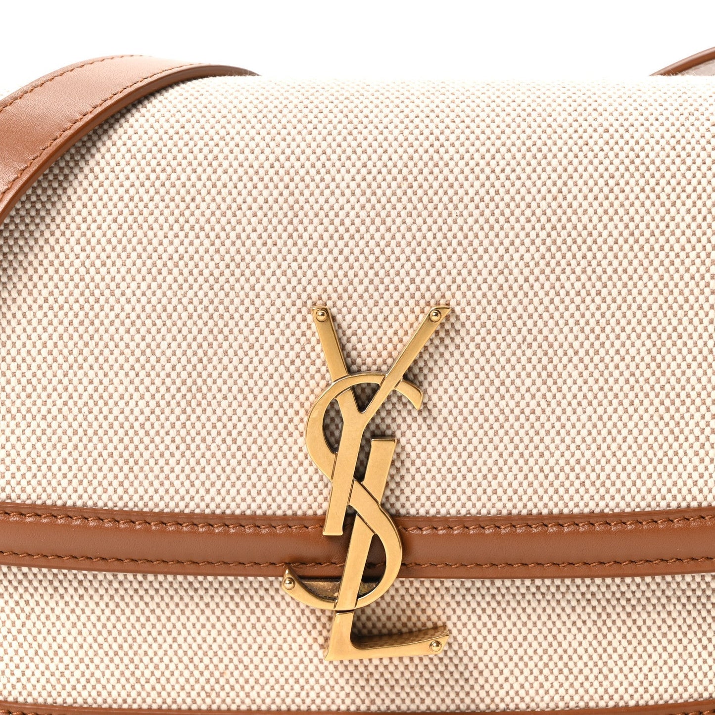 Canvas Calfskin Small Solferino Satchel Beige Brick