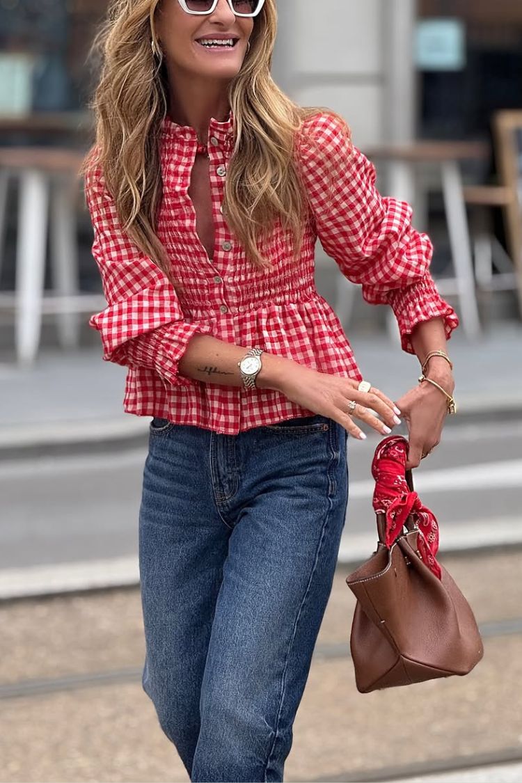 Blusa de nido de abeja Nora