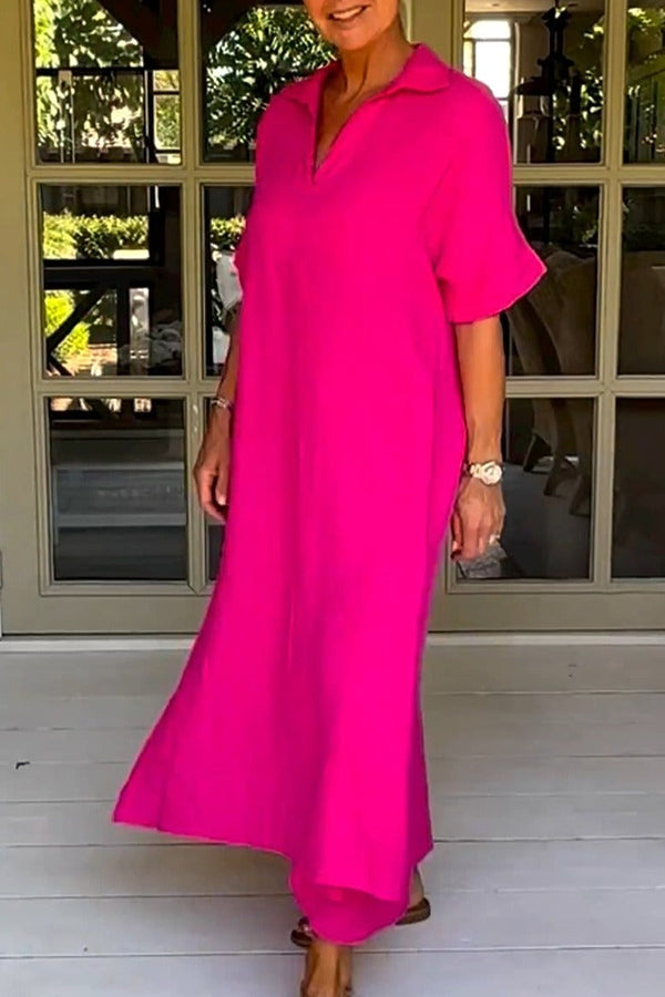 Vestido midi elegante, liso y de media manga