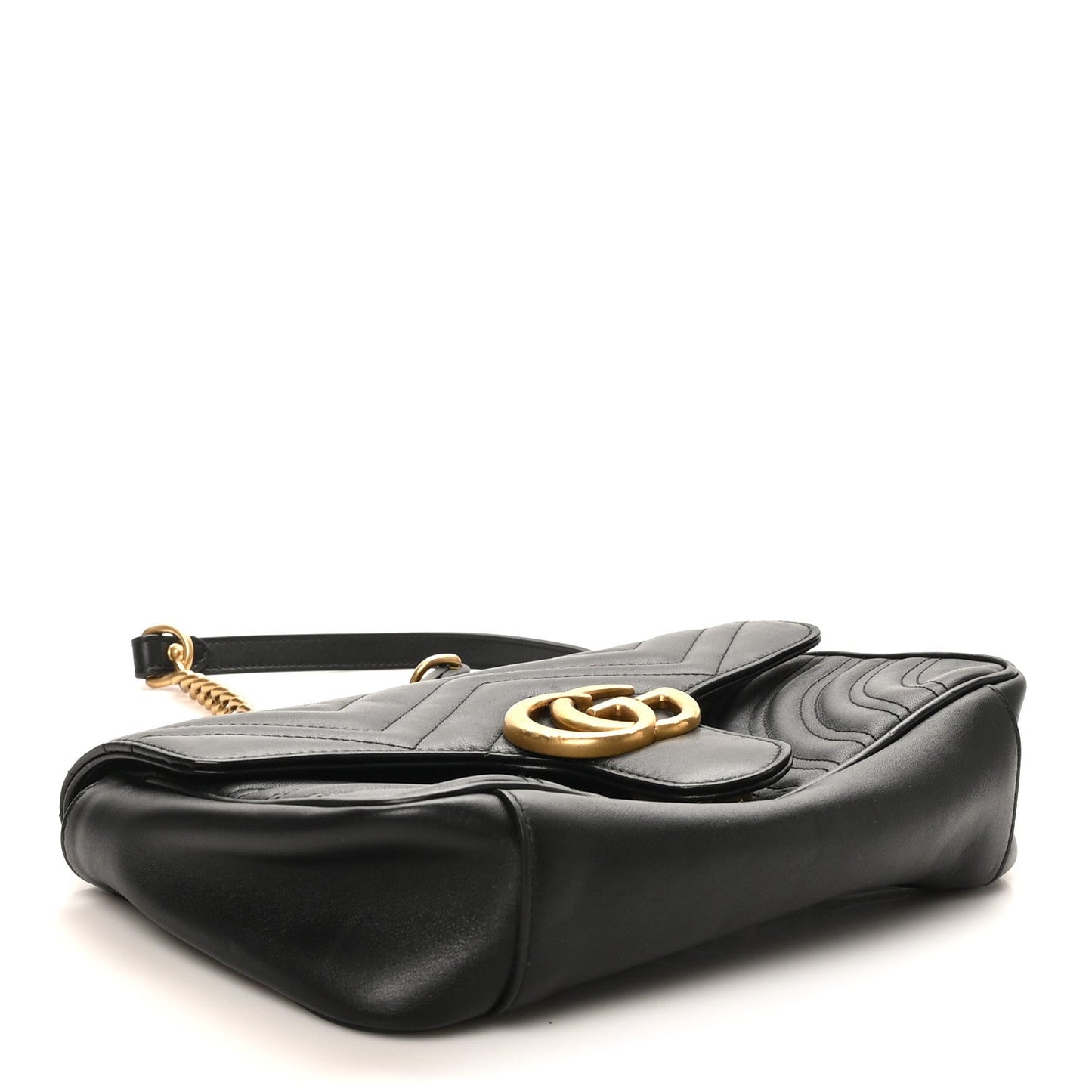 Calfskin Matelasse Small GG Marmont Shoulder Bag Black