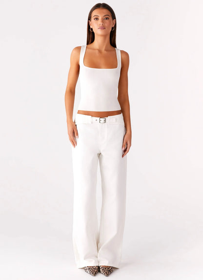 Texas Low Rise Denim Jeans - White