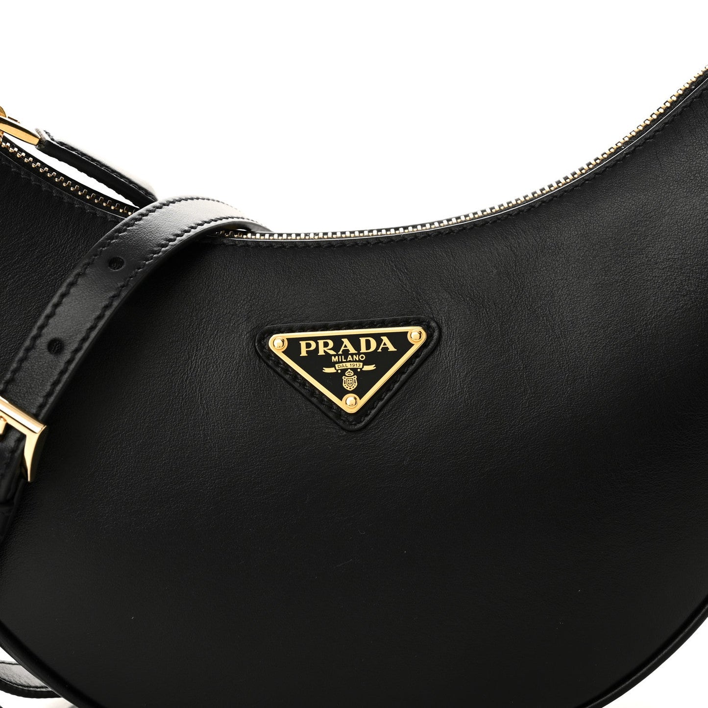 Soft Calfskin Arque Shoulder Bag Black