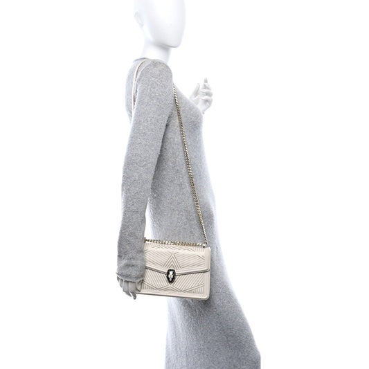 Nappa Serpenti Forever Chain Diamond Blast Shoulder Bag Ivory Gold