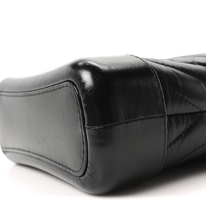 Aged Calfskin Chevron Quilted Small Gabrielle Hobo Black