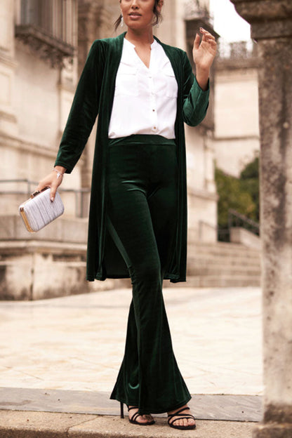 KIMONO MIDI DE LUJO DE TERCIOPELO CON MANGA LARGA Y FRENTE ABIERTO PARA MUJER