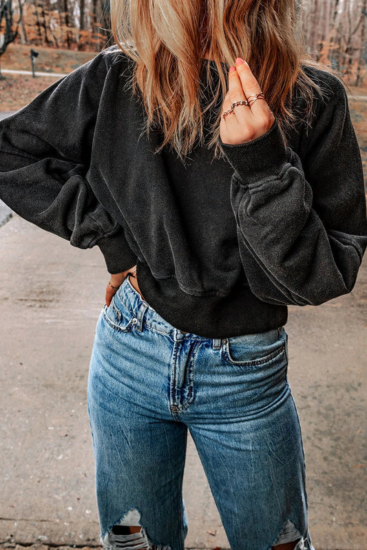 Sudadera negra informal de una tira con escote en V y espalda abierta