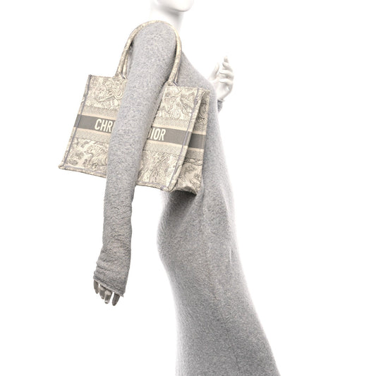 Canvas Embroidered Medium Dioriviera Toile De Jouy Book Tote Gray