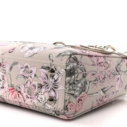 Calfskin Flower Printed Small My ABCDior Lady Dior Pink Multicolor
