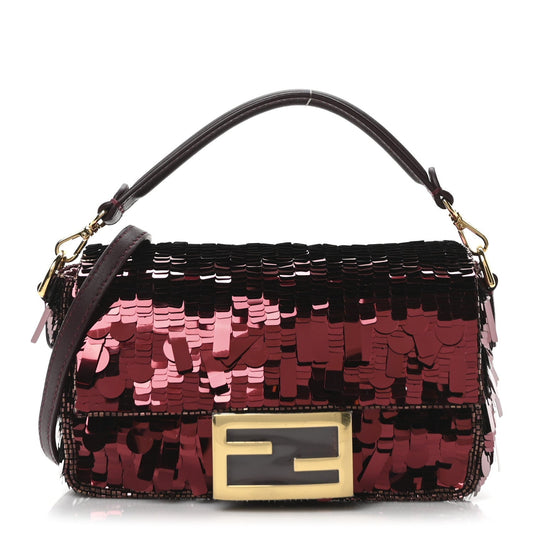 Sequin Paillettes Vitello Grace Sex and the City Mini Baguette Granata
