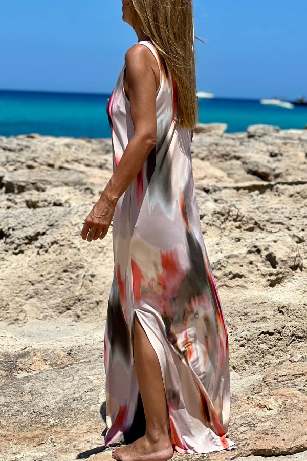 Vestido de tirantes estampado multicolor