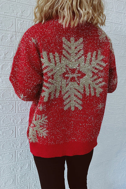 Suéter de punto de cuello redondo y manga larga con estampado navideño