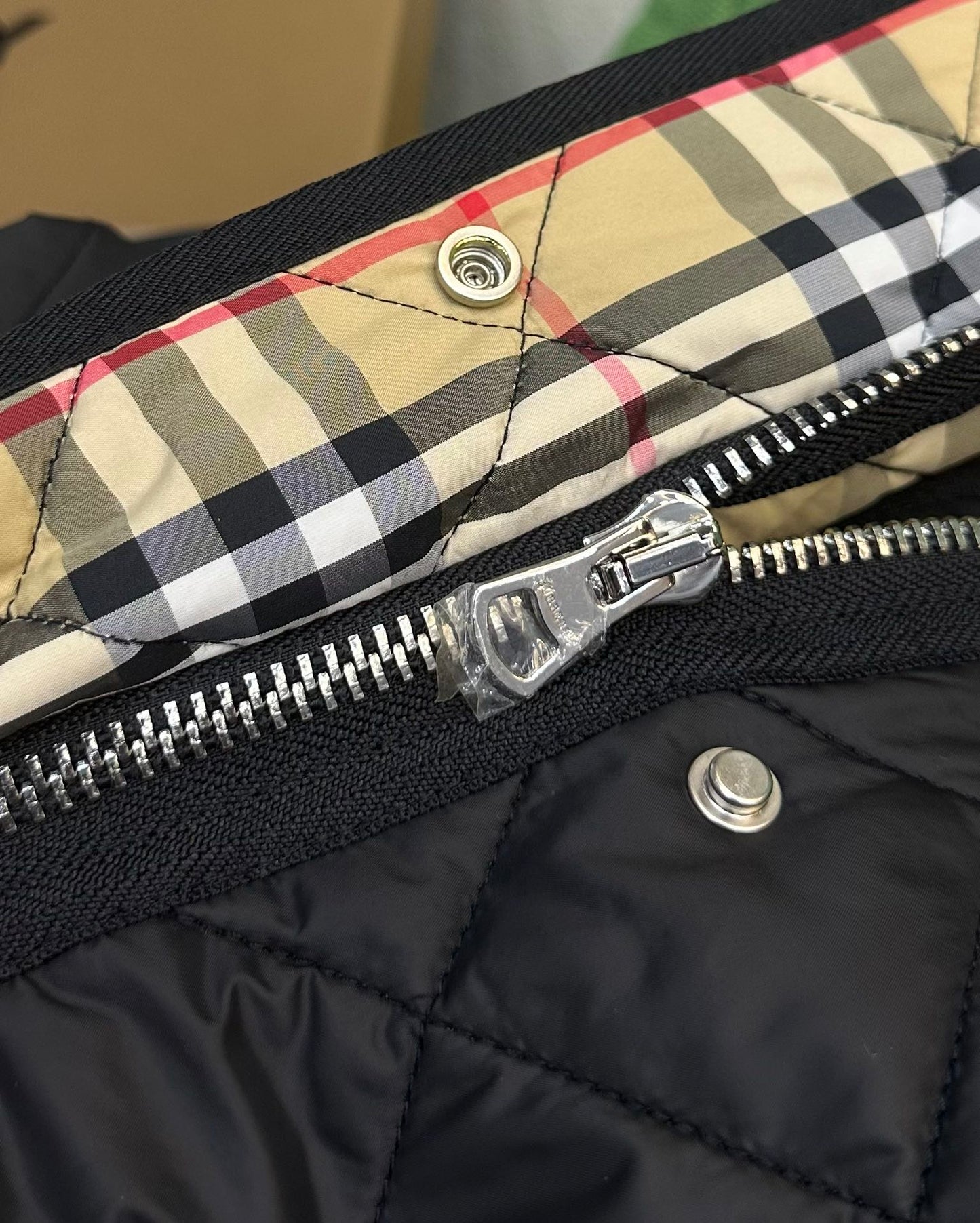 Burberry 25 Quilted Hooded Long Coat Black Polyester Cotton