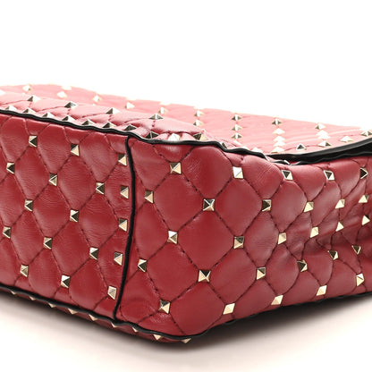 Nappa Large Rockstud Spike Shoulder Bag Rubino