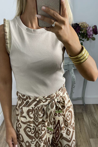 Pantalones con estampado tótem étnico y lazo en la cintura GALA