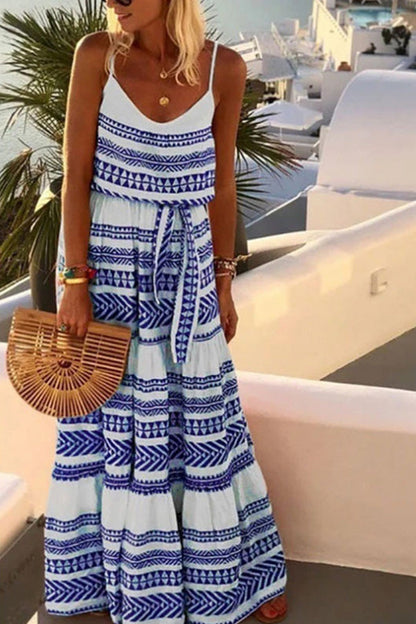 Vestido playero estilo simio con cuello en V y estampado
