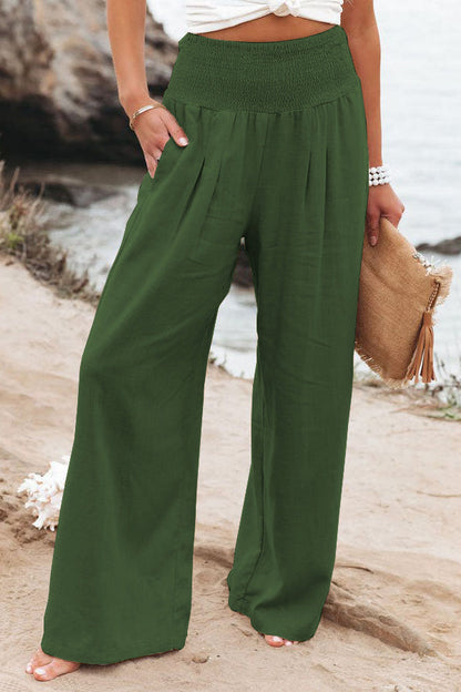 Pantalones fruncidos con bolsillos de mezcla de lino Fresh Air