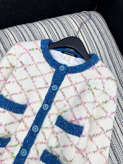 CC 2025 Cardigan Off-white Blue Wool 325889