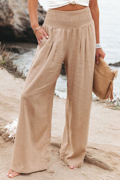 Pantalones fruncidos con bolsillos de mezcla de lino Fresh Air