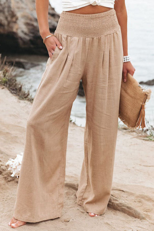 Pantalones fruncidos con bolsillos de mezcla de lino Fresh Air