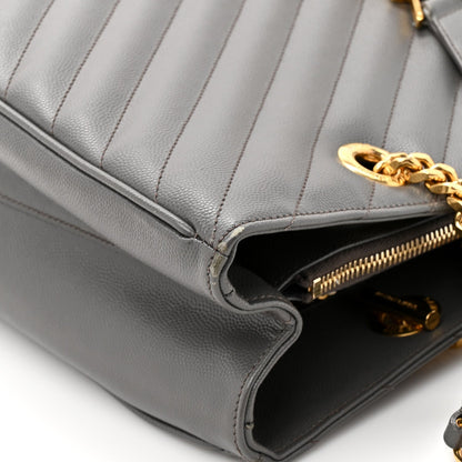 Grain De Poudre Matelasse Chevron Monogram Shopping Bag Fog