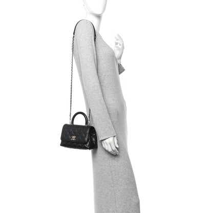 Caviar Quilted Extra Mini Coco Handle Flap Black