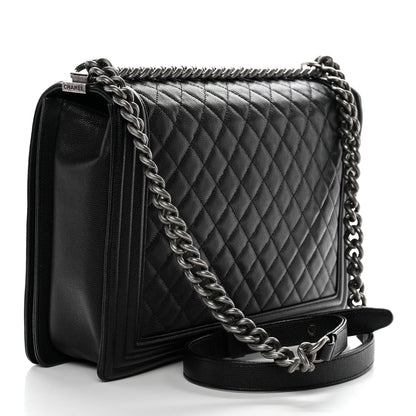 Caviar Quilted Large Boy Flap Black