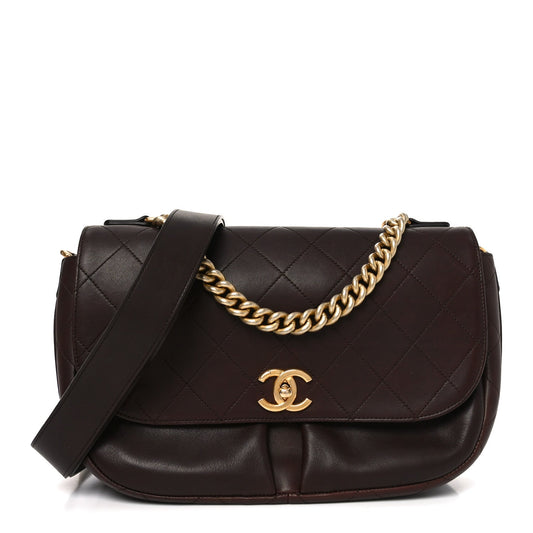 Calfskin Stitched Small Paris in Rome Messenger Brown