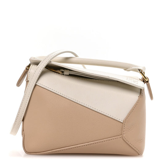 Calfskin Mini Puzzle Edge Bag Soft White Paper Craft