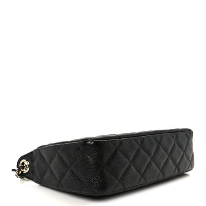 Caviar Quilted Purse With Chain Black