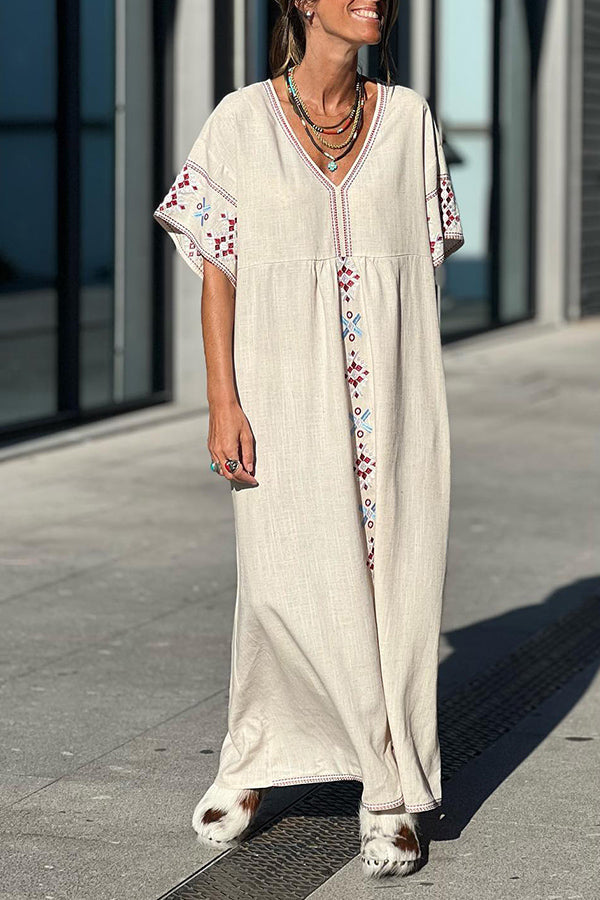 Vestido extragrande de mezcla de lino